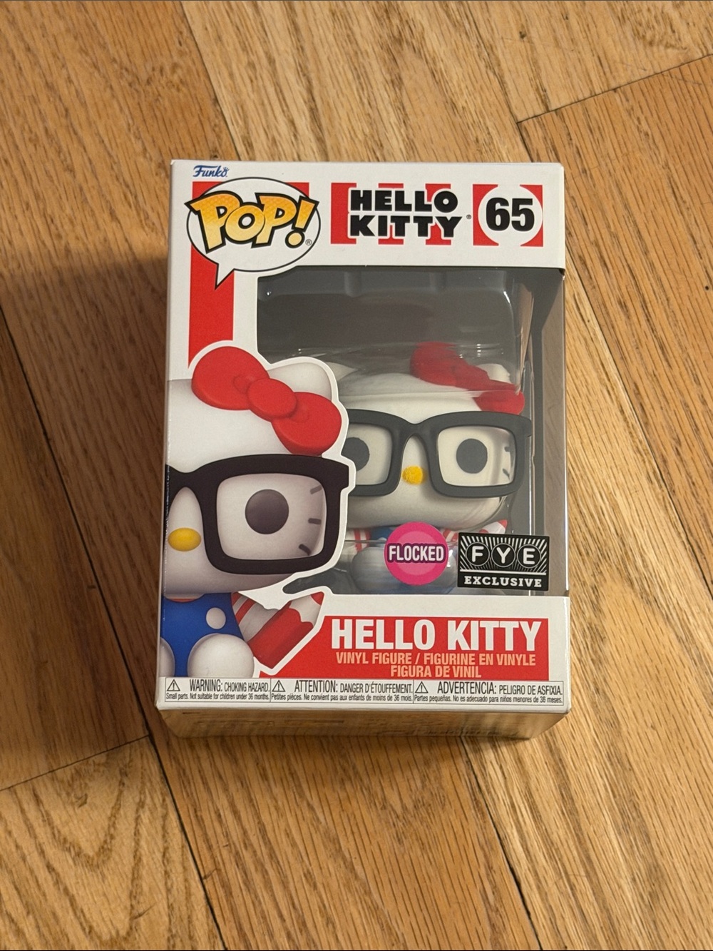 Funko Pop! Hello Kitty Flocked Figure - Red Bow, Black Glasses, White